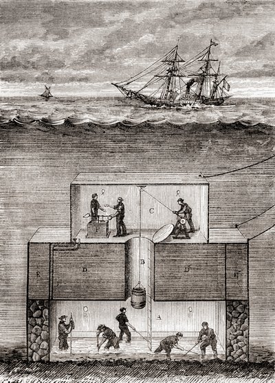 El barco submarino a vapor del Dr. Antoine Prosper Payerne del siglo XIX, denominado 