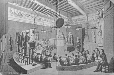 Lección de dibujo de escultura, Escuela Real de Arte Libre de French School