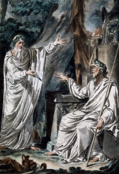Druidas, trajes de escena, grabado. Francia de French School