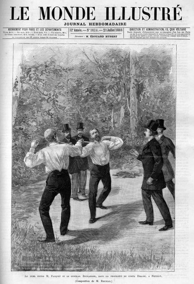 Duelo entre Charles Floquet (1828-1896) y el General Boulanger (1837-1891) en 1888 tras un intercambio verbal en la Cámara. de French School