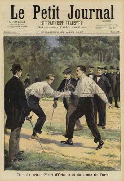 Duelo entre el Príncipe Henri de Orleans y el Conde de Turín, Vaucresson, Francia, 1897 de French School