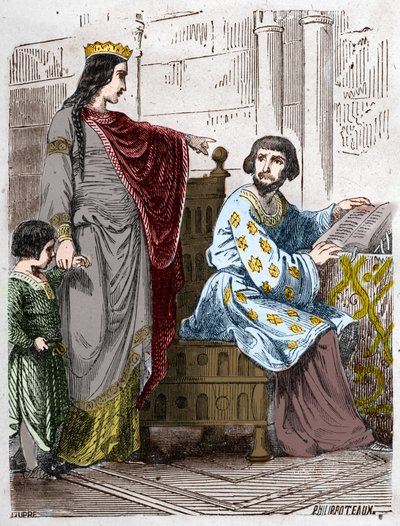 Dinastía de los Capetos: Constanza de Arles (986-1032), Reina de Francia, con Roberto II el Piadoso (972-1031). de French School