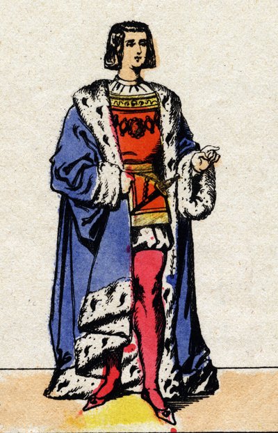 Dinastía de los Valois: Retrato de Luis XII (1462-1515), Rey de Francia de 1498 a 1515. Imagen de Épinal de finales del siglo XIX. Colección privada. de French School