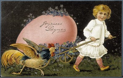 Postal de felicitación de Pascua, siglo XX de French School
