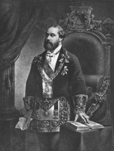 Eduardo (1841-1910) Príncipe de Gales, luego Eduardo VII, como Gran Maestro de la Masonería, 1884 de French School