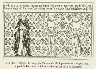 Efigie de los sargentos de armas de Felipe Augusto que guardaban el puente de Bouvines, en Sainte-Catherine du Val des Escoliers de French School