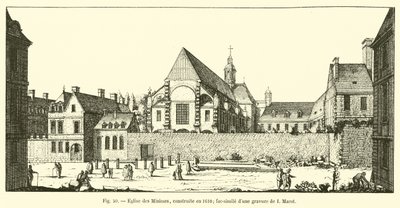 Iglesia de los Mínimos, construida en 1610; facsímil de una grabado de I Marot de French School