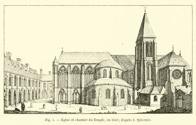 Iglesia y osario del Temple, en 1650; según I. Sylvestre de French School