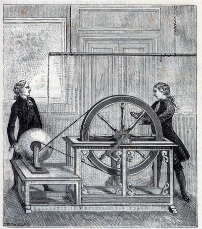 Máquina eléctrica (Generador) por Francis Hauksbee (1666-1713) perfeccionada por Boze l