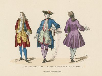 Modas elegantes de hombres franceses, c1729 de French School