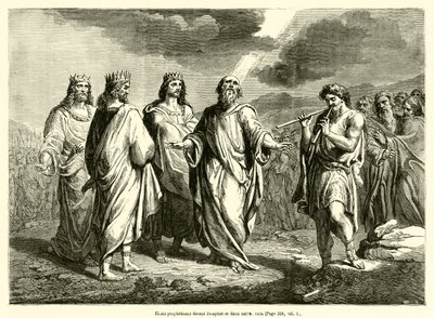 Eliseo profetizando ante Josafat y otros dos reyes de French School