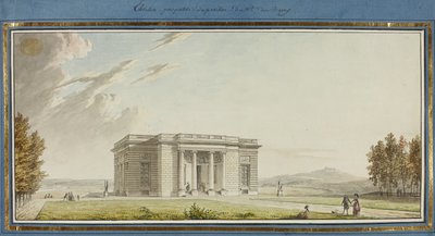 Perspectiva de la elevación del pabellón de Mde. Du Barry (pluma y tinta negra con acuarela sobre papel) de French School