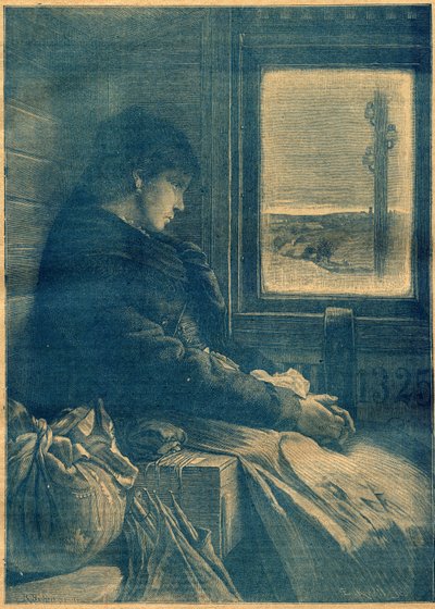 Emigrando en un tren. Grabado en "La Terre Illustree" n°103 del 20 de octubre de French School