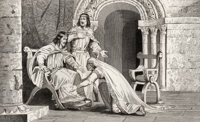 Emme besa la rodilla de su esposo Raoul (d.936) en reconocimiento de su soberanía, de 