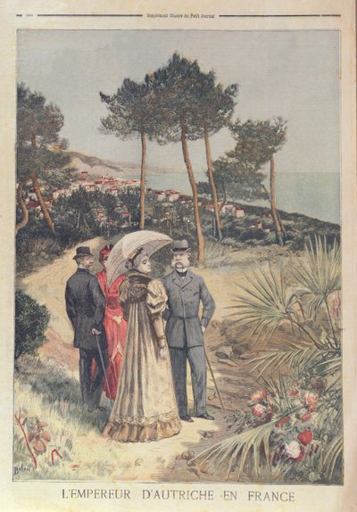 Emperador Francisco José de Austria de vacaciones en la Riviera Francesa con su esposa, la Emperatriz Isabel, 1894 de French School