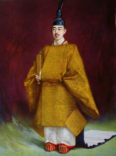 Emperador Hirohito (1901-1989) en traje de coronación, 1928 de French School