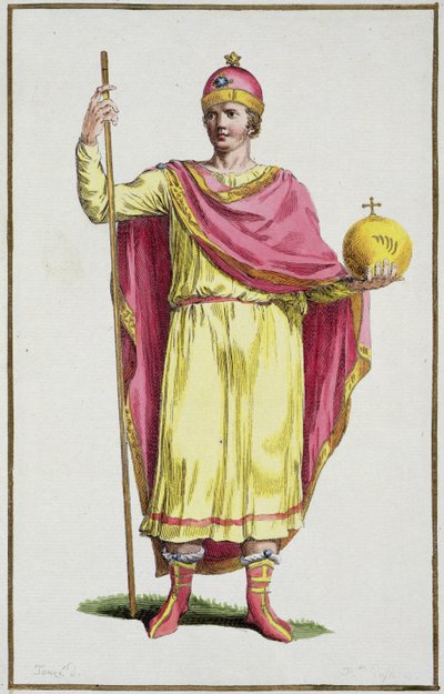 Emperador Otto III, grabado por Pierre Duflos, 1780 de French School
