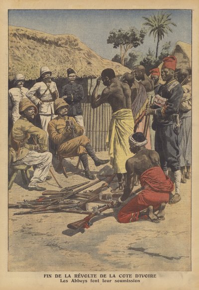 Fin de una revuelta por el pueblo Abes de Costa de Marfil de French School