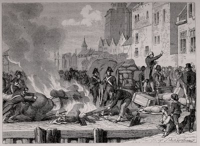 Mercancías inglesas vendidas o bruleadas a causa del bloqueo continental impuesto a Gran Bretaña por Napoleón de French School