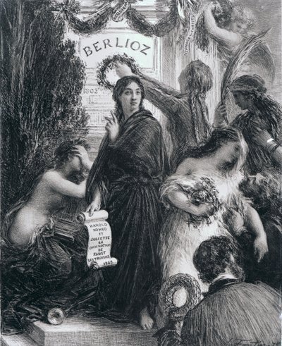 Grabado dedicado a la memoria de Hector Berlioz, 1869 de French School