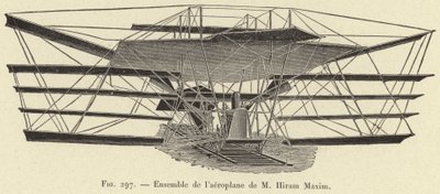 Conjunto del aeroplano de M Hiram Maxim de French School