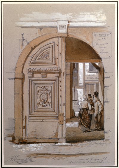 Entrada al Hotel de la Marquesa de Brinvilliers, 28 rue de Bievre, París de French School