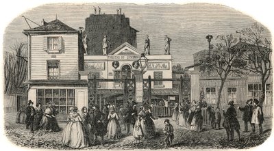 Entrada del teatro de Luxemburgo llamado Bobino en el siglo XIX - Grabado en “Tableau-de-Paris” de Edmond Texier 1852 de French School