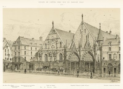 Entrada del Hotel-Dieu en la calle del Mercado Palu, 1590 de French School