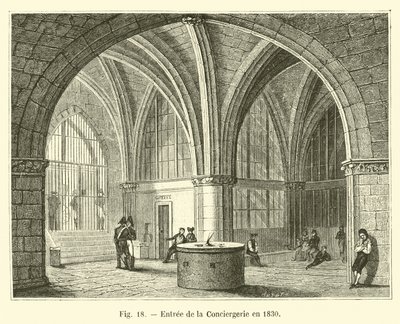 Entrada de la Conciergerie en 1830 de French School