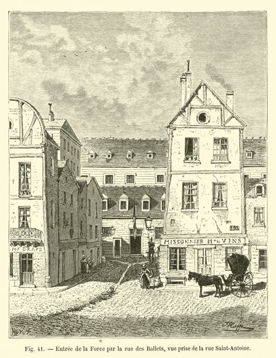 Entrada de la Force por la rue des Ballets, vista desde la rue Saint-Antoine de French School