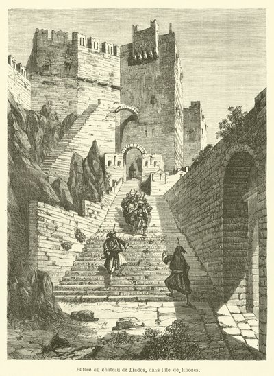 Entrada del castillo de Lindos, en la isla de Rodas de French School