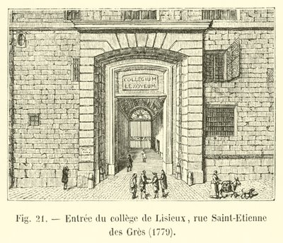 Entrada del colegio de Lisieux, rue Saint-Etienne des Gres, 1779 de French School