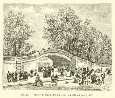 Entrada del jardín de las Tullerías, del lado del muelle, 1858 de French School
