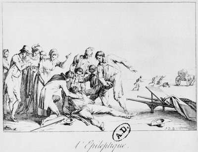 Ataque epiléptico en la calle, c.1800 de French School
