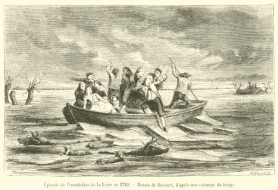 Episodio de la inundación del Loira en 1789 de French School