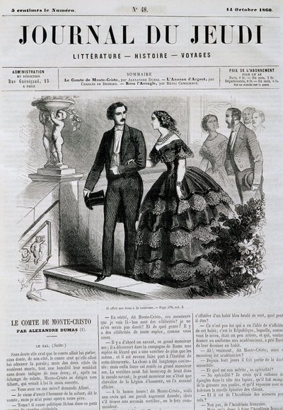 Episodio de la serie de novelas El Conde de Montecristo (Montecristo) - en “Le Journal du Jeudi” del 14/10/1860 de French School