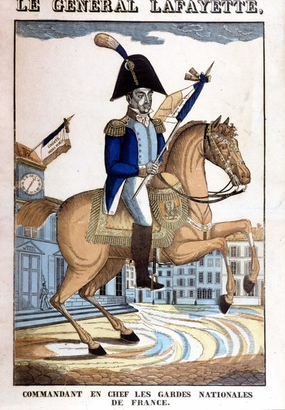 Retrato ecuestre del General La Fayette, Comandante en Jefe de la Guardia Nacional de Francia de French School
