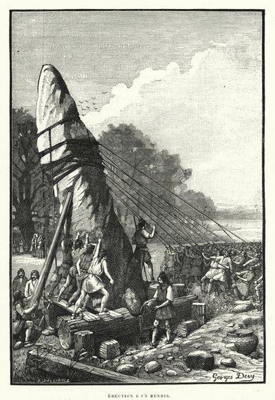 Erección de un menhir de French School