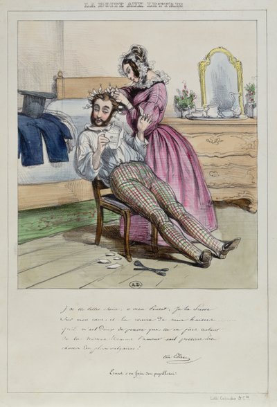 Ernest se riza el cabello, c.1840 de French School