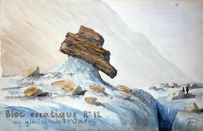Bloque errático no.12 en el glaciar Aar en los Alpes suizos de French School