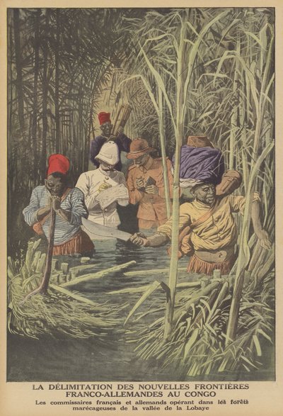 Estableciendo la frontera entre territorios franceses y alemanes en el Congo de French School