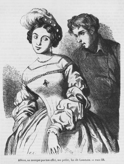 Etienne Lousteau hablando con una actriz, ilustración de 
