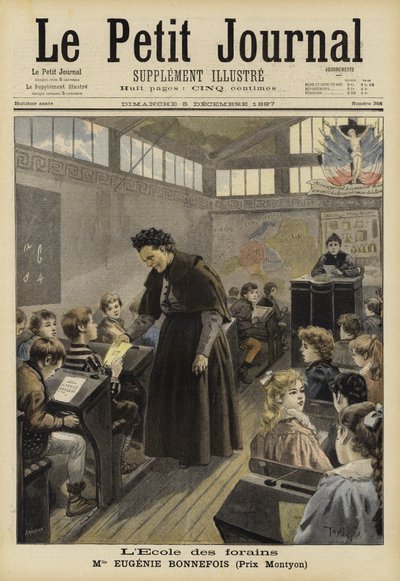Eugenie Bonnefois, maestra francesa, en su escuela para los hijos de trabajadores de ferias de French School