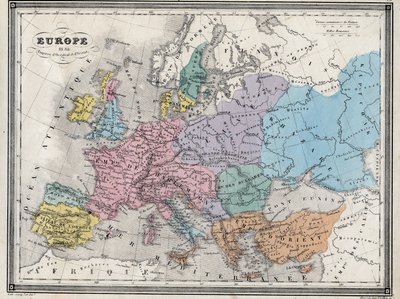 Europa en 814 - Imperios de Occidente y Oriente - Placa extraída de 