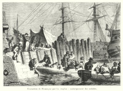 Evacuación de Flessingue por los ingleses, embarque de los enfermos de French School