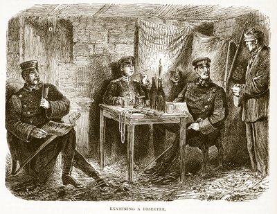 Examinando a un desertor, ilustración de la Historia de la Guerra entre Francia y Alemania de Cassell, 1870-1871 de French School