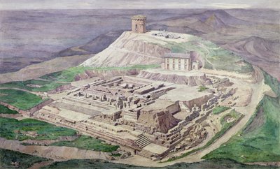 Excavación de las ruinas del templo galorromano de Mercurio en 1876 (acuarela) de French School
