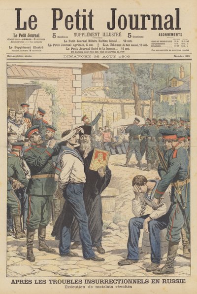 Ejecución de marineros rusos que se amotinaron en agosto de 1906 de French School