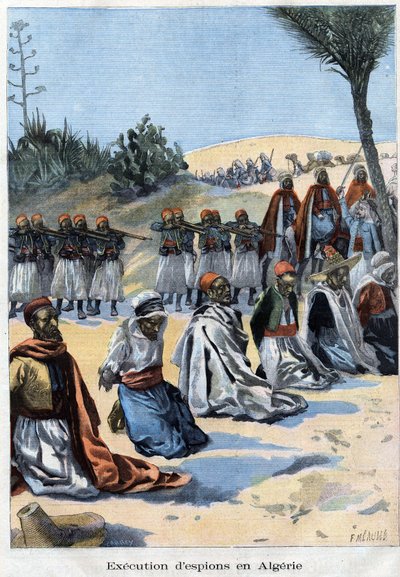 Ejecución de espías en el sur de Argelia por el ejército colonial francés en "Le Petit Parisien" de French School