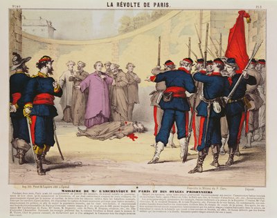 Ejecución del Arzobispo de París, Monseñor Darboy, durante la Comuna de París, 1871 de French School